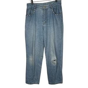 Mark Alan Vintage Denim Jeans Distressed Studded High Rise Womens Size 10